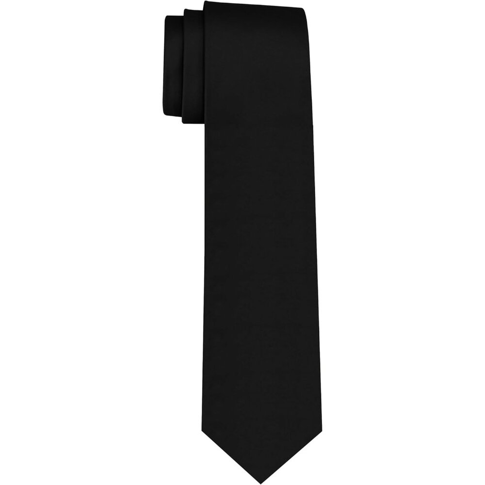 Men's Black Solid Color Imported Polyester Classi… - image 1